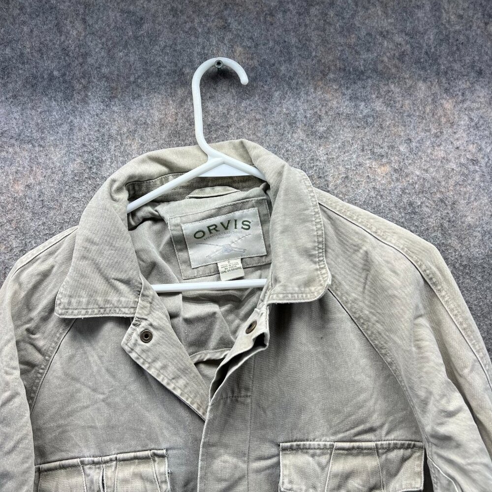 Orvis Jacket Men Small Adult Khaki Full Zip Tan Beige Trench Coat Canvas Cotton - Picture 4 of 12